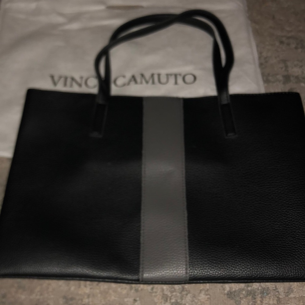 New black leather Vince Camuto tote purse
